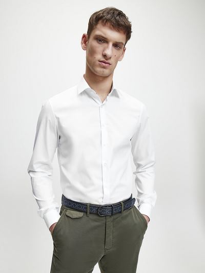 Calvin Klein Ruhák HU203758 | Calvin Klein Slim Poplin Stretch Férfi Ing Fehér